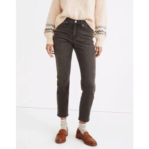 Madewell High Rise Stovepipe Jeans Faded Black Wash Size 26p Petite Straight Leg